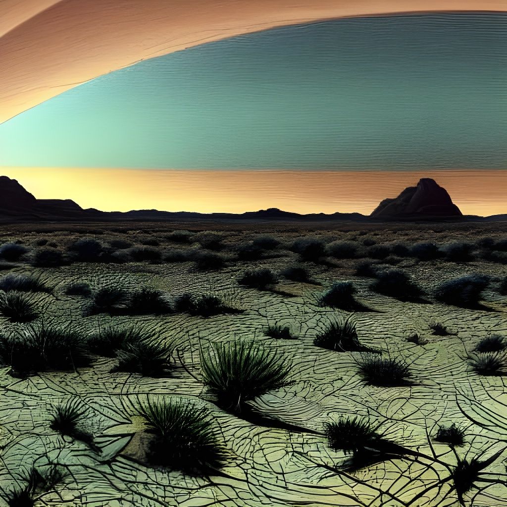 Surreal Martian Botany in a Sci-Fi Landscape