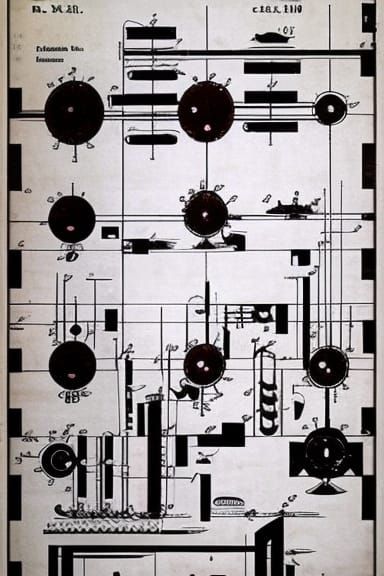Detailed Graphic Score in Analytical Art Style