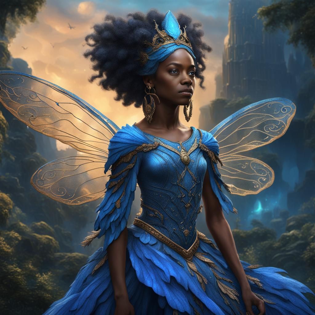 African American Fairy in Detailed Matte Painting