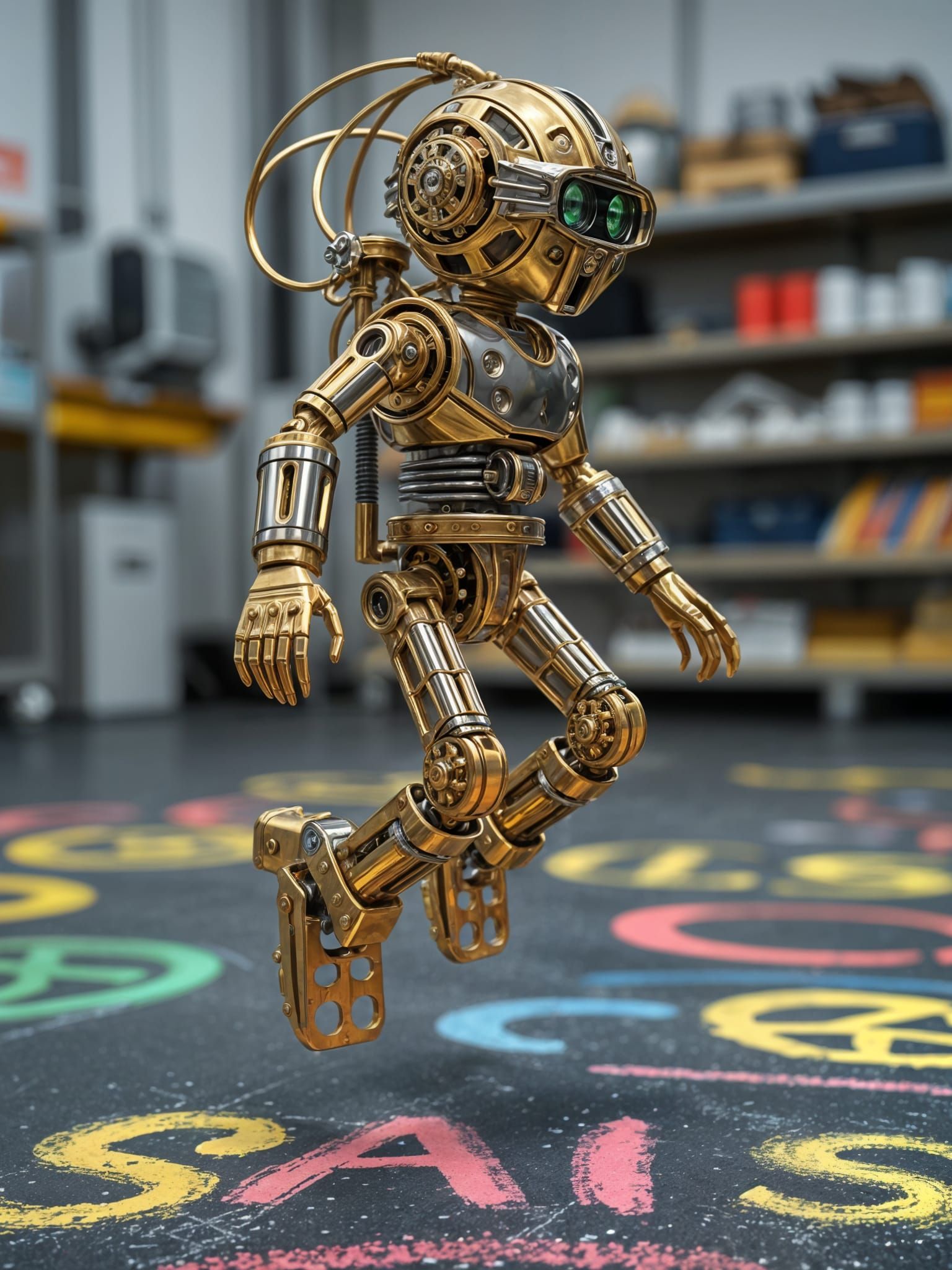 Filigree Jumping Robot in High-Tech Lab