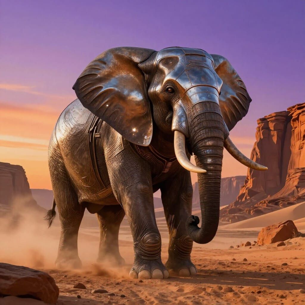Colossal Elephant Car in Desert Canyon