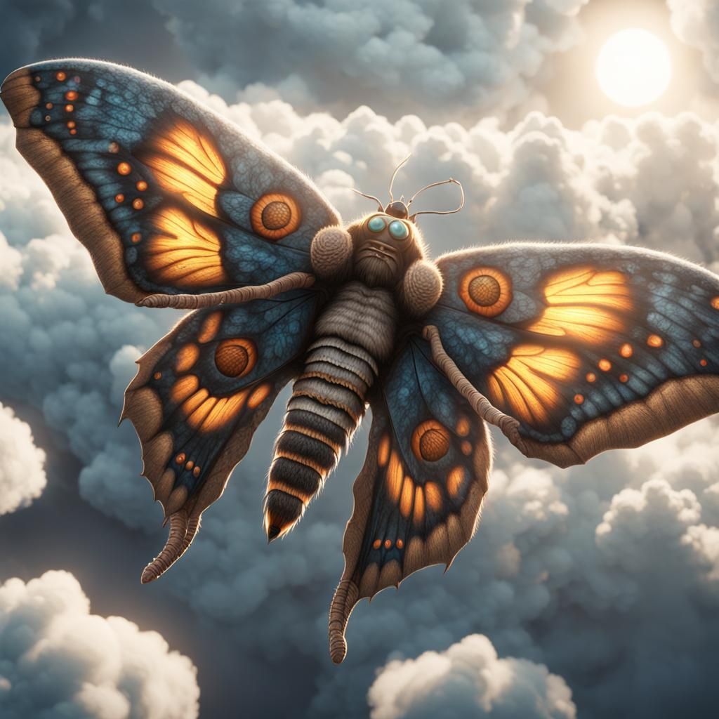 Mothra in Clouds: 3D Cinematic Render