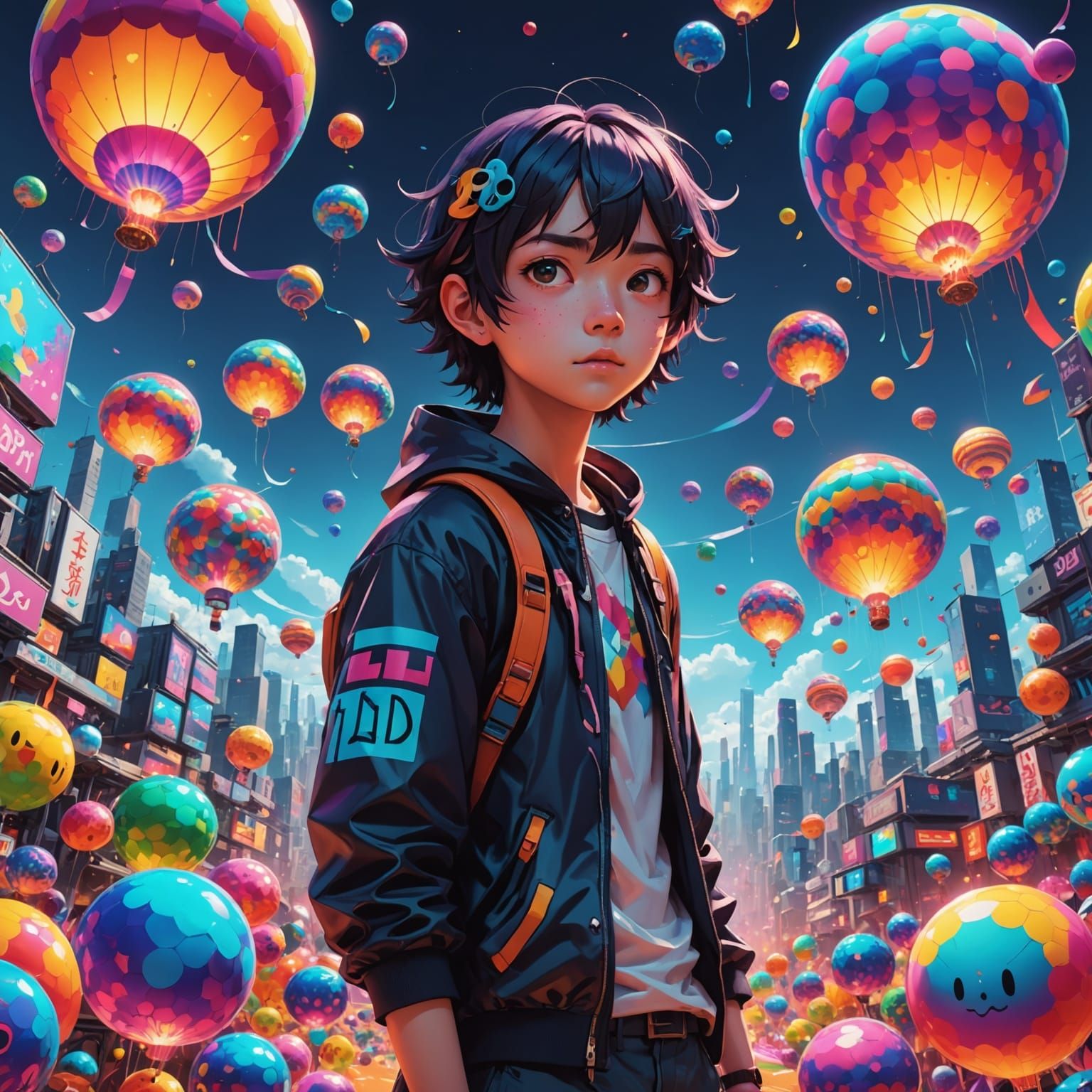 Psychedelic World Transformation in Anime Art Style
