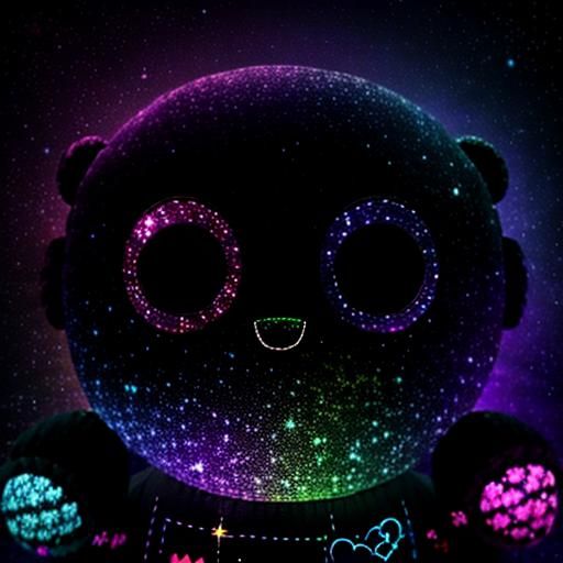 Night Sky Teddy Plushie in Art Deco Style