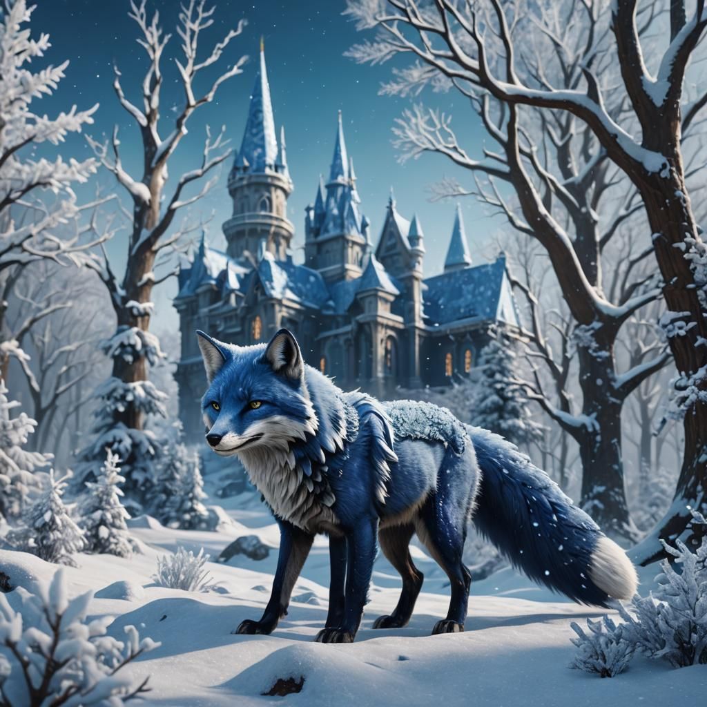 Blue Fox in a Winter Wonderland
