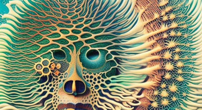 Surreal Sculpture in Glass Forest, Oil on Ceramic