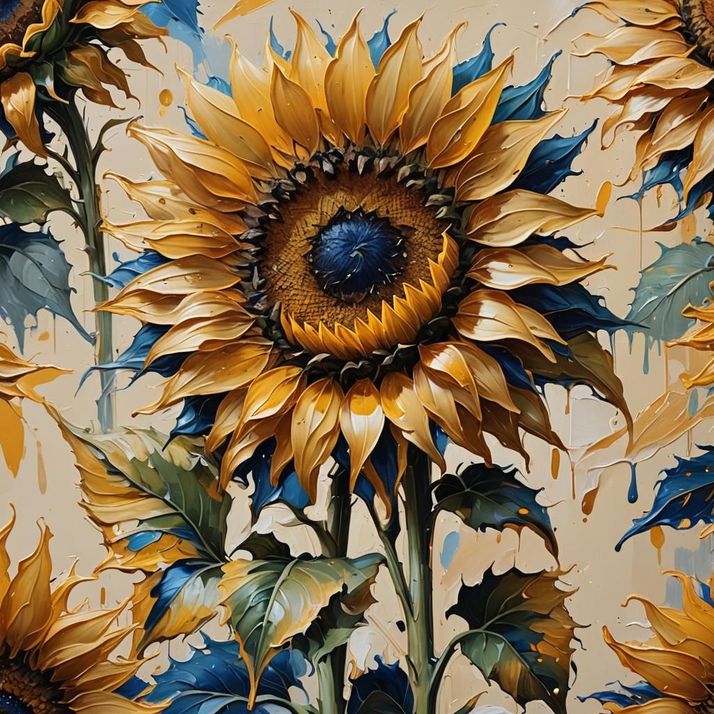 Abstract Sunflower Oil Painting in Expressionism Style
