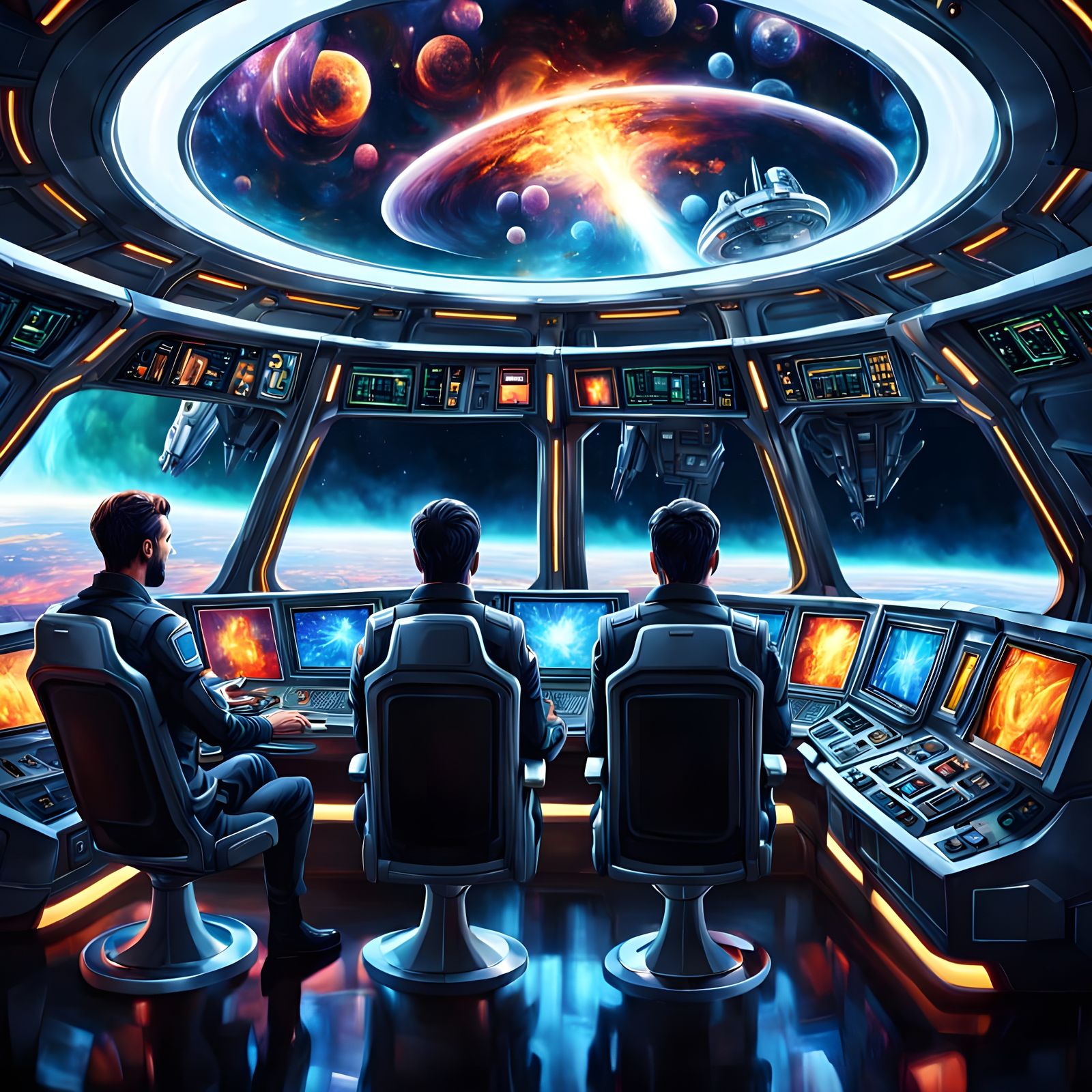 Futuristic Starship Crew Embarks on Wormhole Mission