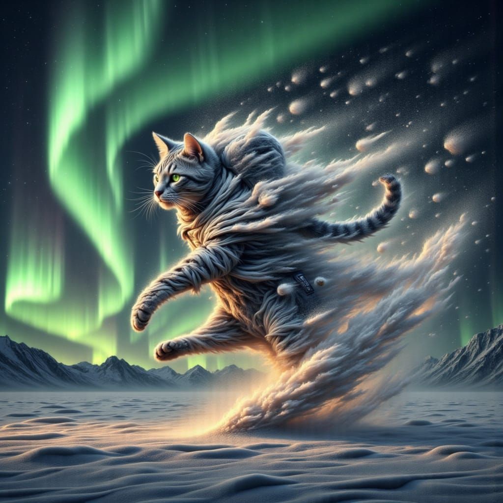 Celestial Cat Astronaut Pounces Through Stardust