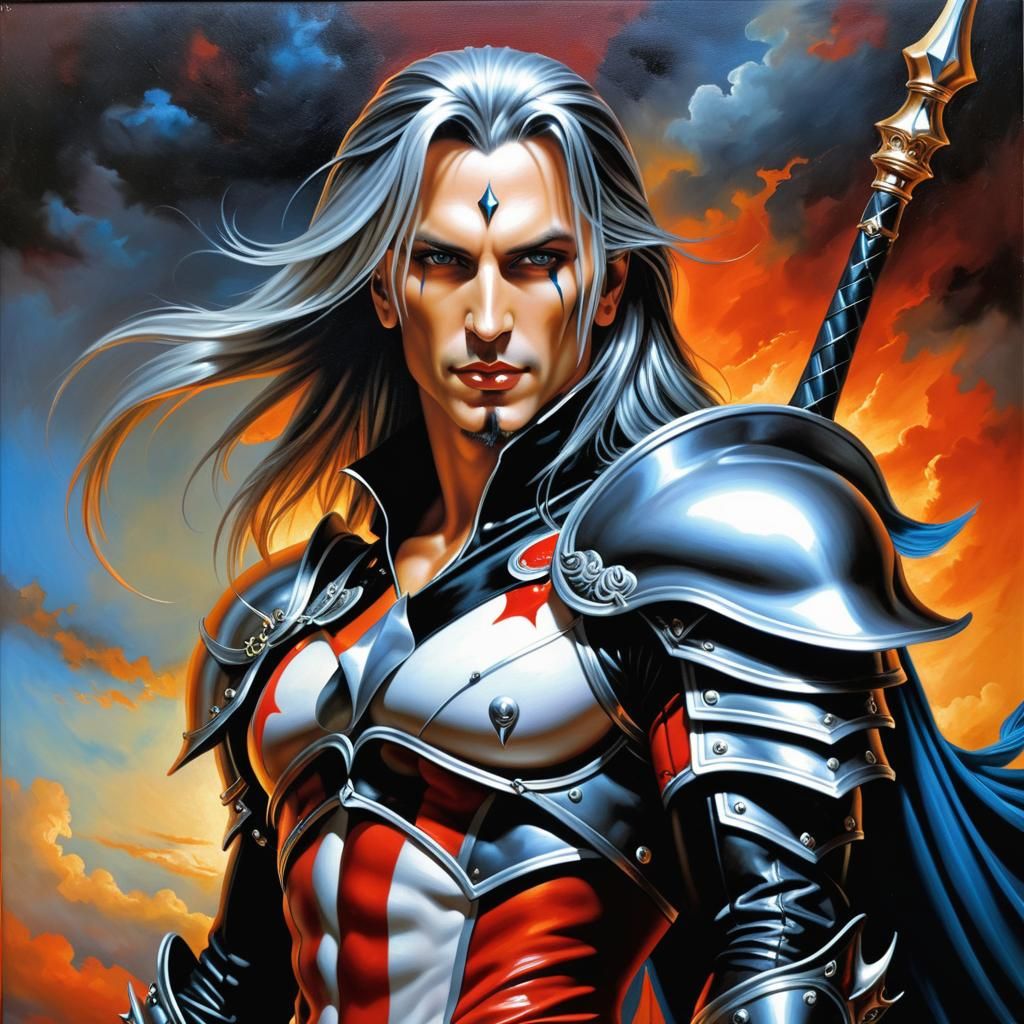 Harlequin Sephiroth Oil Painting in Fantasy Art Style