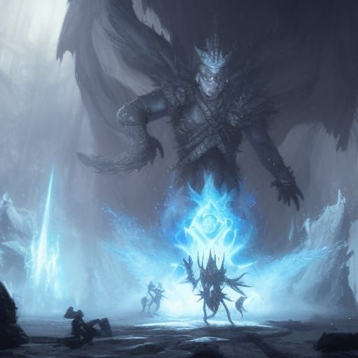 Ice Mage Summons Frost Nova in Dark Fantasy Style