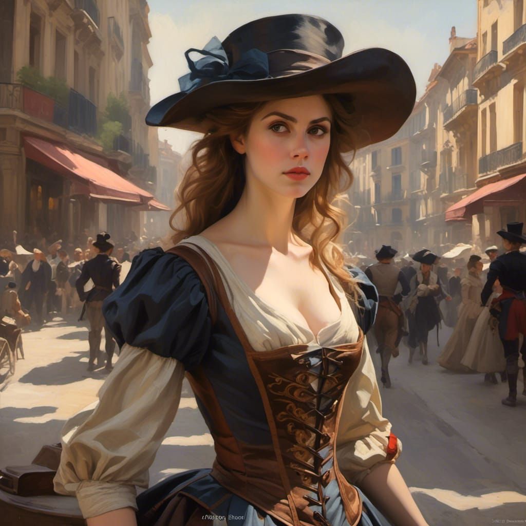 Three Musketeer Portrait in Madrid, Digital Art