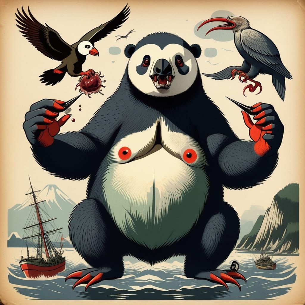 Bizarre Mutant Creature in Filonov Style