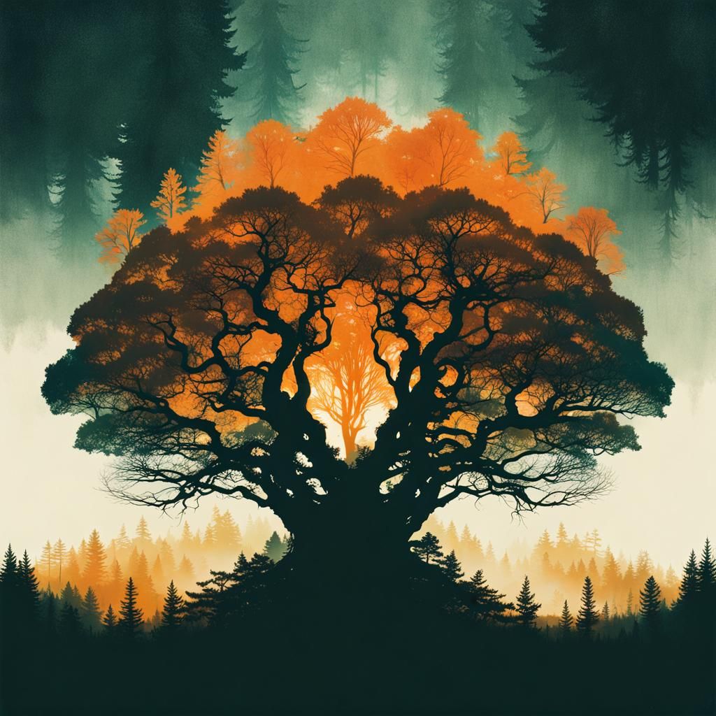 Eldritch Forest in Double Exposure Style