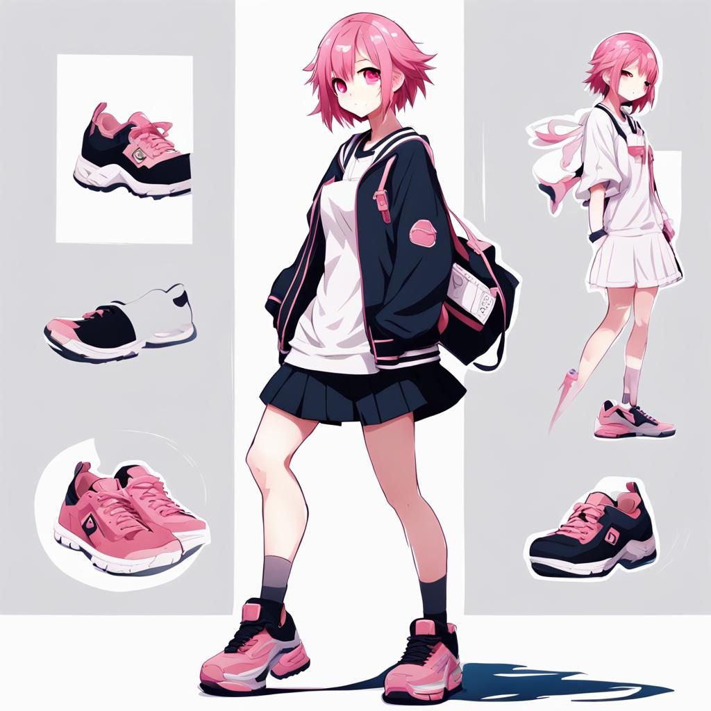 Pink-Haired Kawaii Anime Character in Manga Style