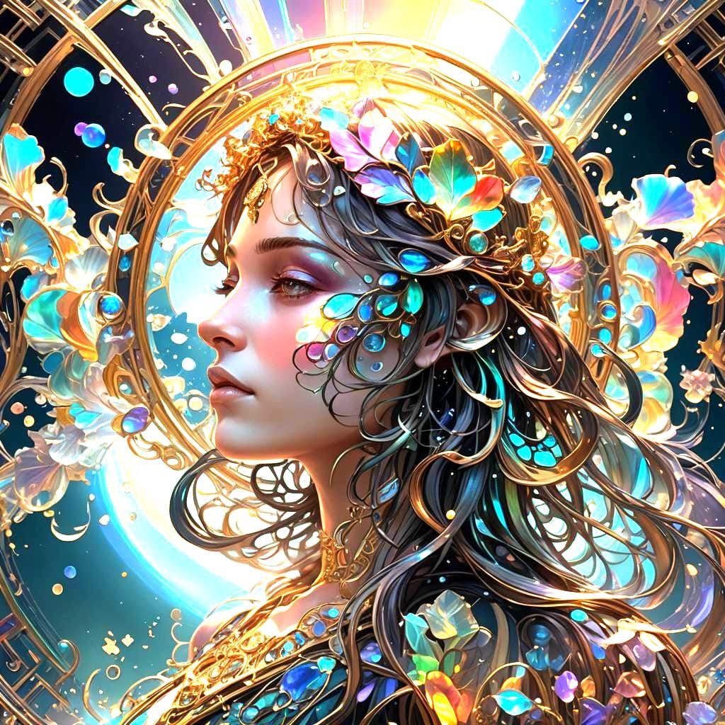 Iridescent Sky Spell in Art Nouveau Style