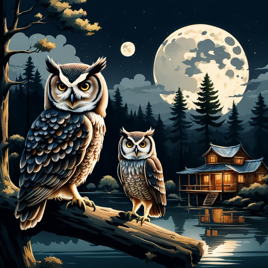 Whispering Owl in Moonlit Forest