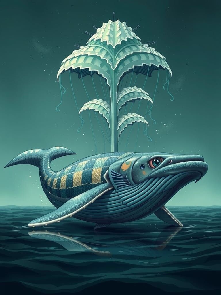 Gar Fish Leaping from Turquoise Water in Vibrant Cel-Shaded ...