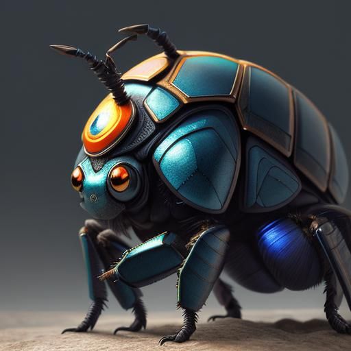 Anthropomorphic Scarab Beetle in Anime Style