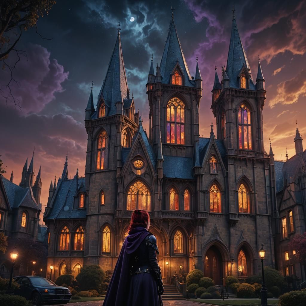 Batwoman's Gothic Mansion: A Cinematic Film Still