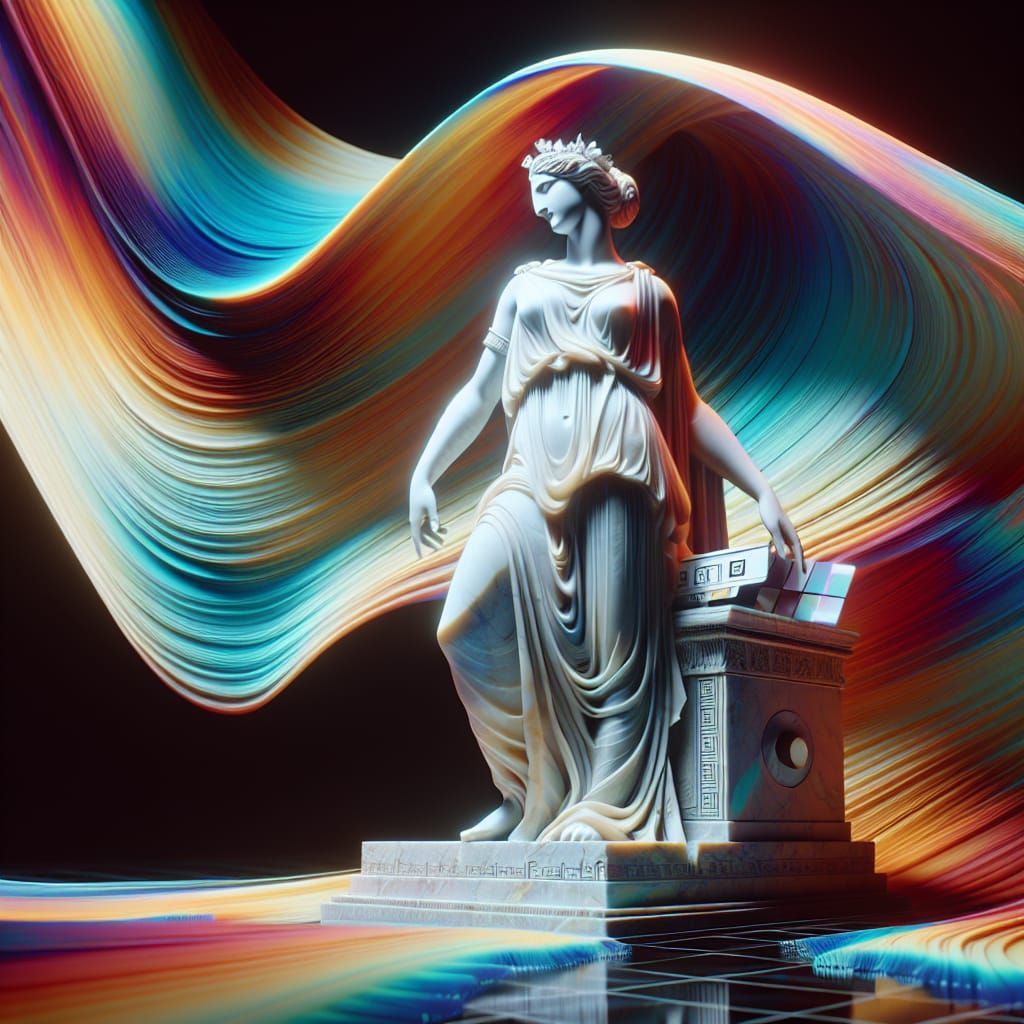 Opalescent Greek Goddess Statue in Vibrant Colors