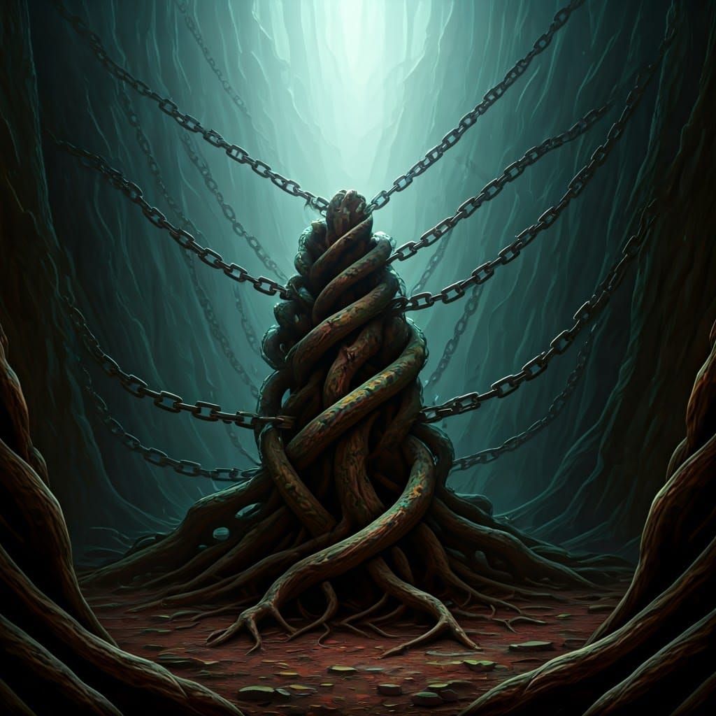Mystical Chains and Roots in Surrealist Style