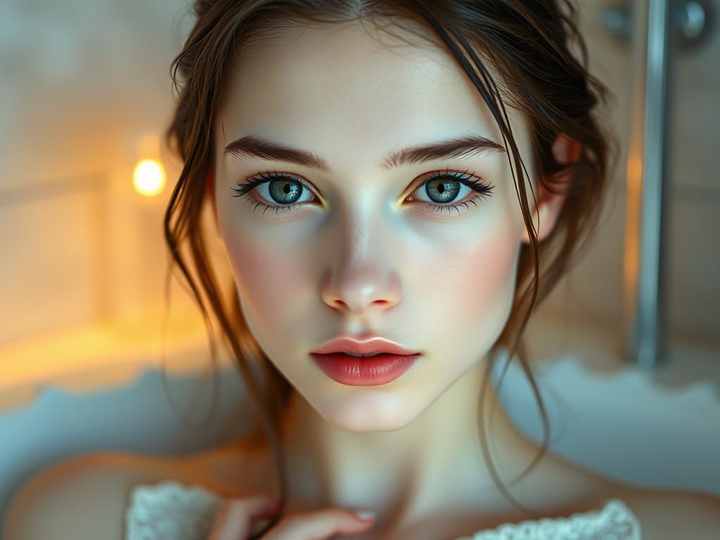 Surrealistic Portrait of a Serene Young Woman in a Luxurious...