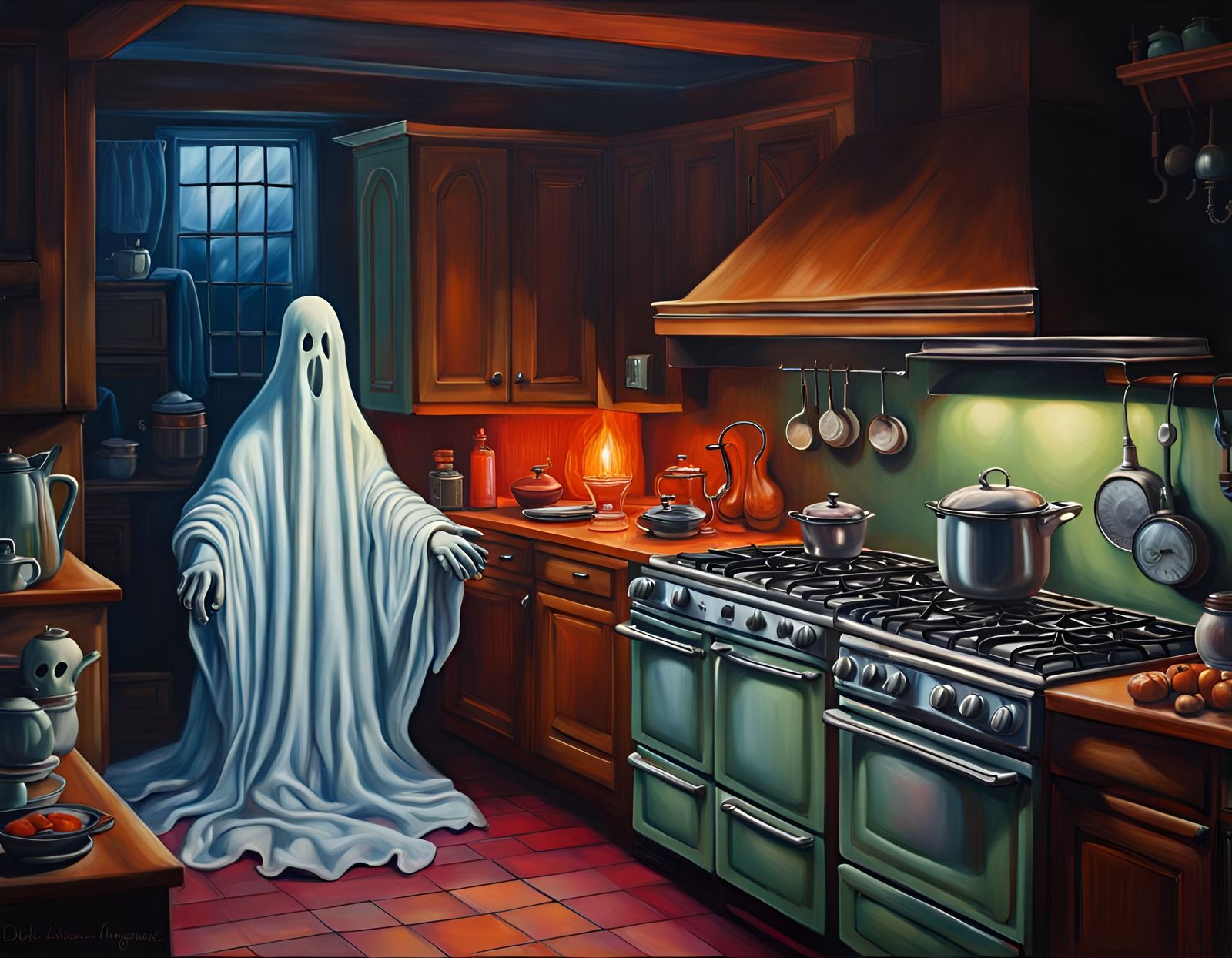 Ghostly Apparition Emerges from Kitchen Range