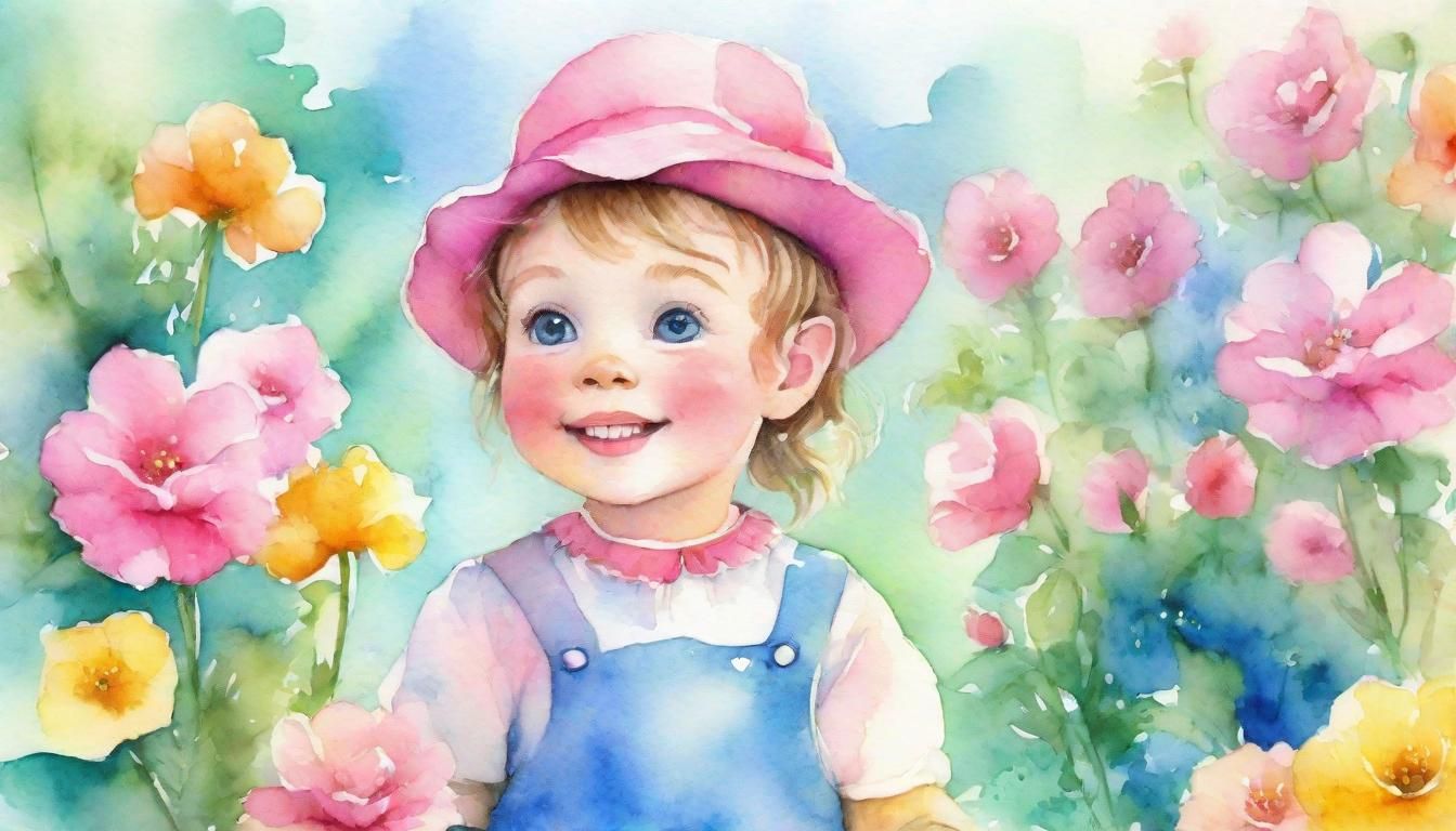 Whimsical Watercolor Portrait in a Fantasy Garden