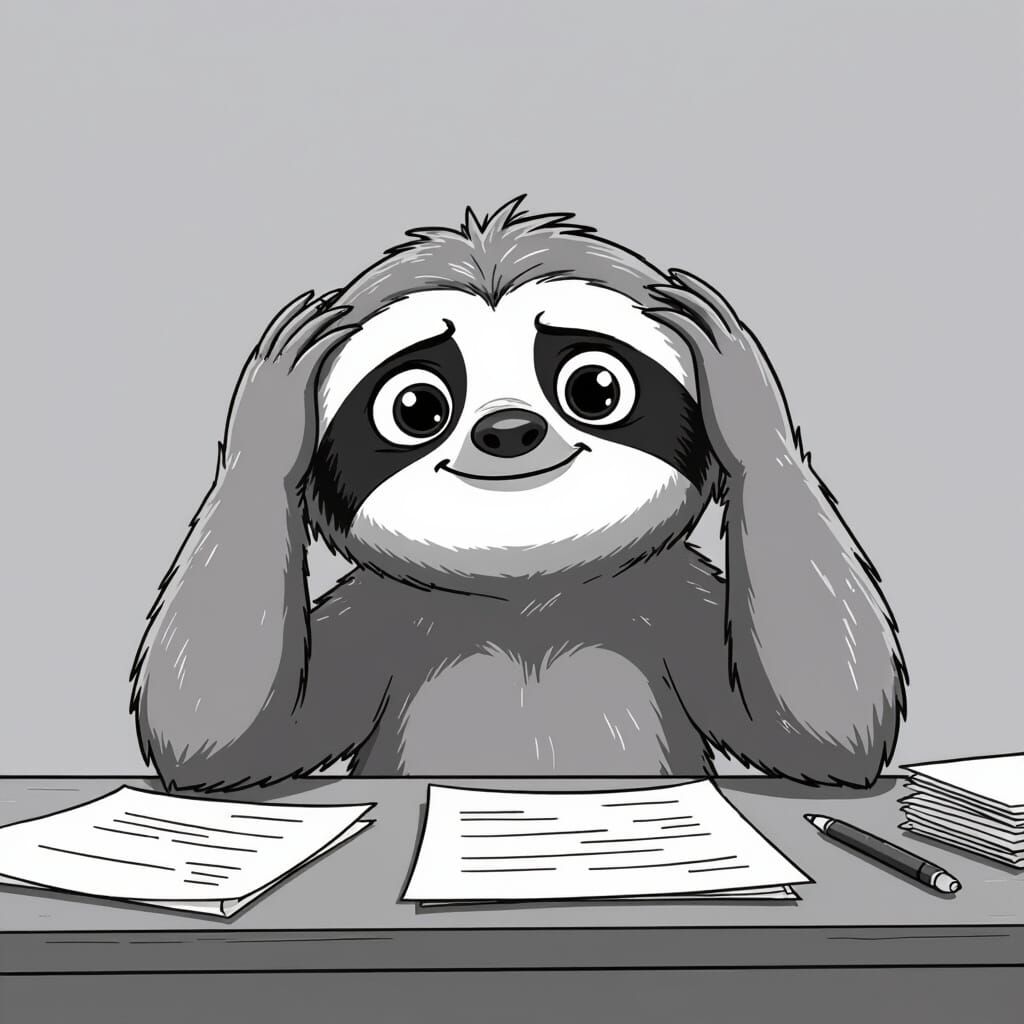 Clueless Sloth Cartoon Vector Illustration