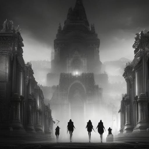 Deity Silhouette in Black and White