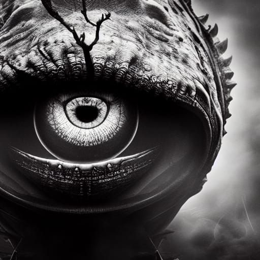 Alien Dragon Portrait with Dramatic Lighting