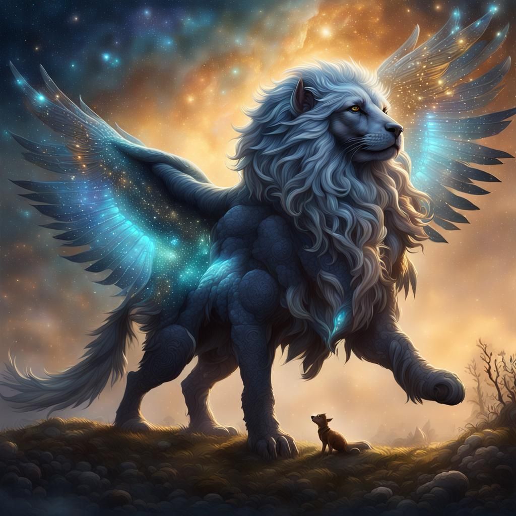 Celestial Creature Under Starlit Sky: Fantasy Concept Art