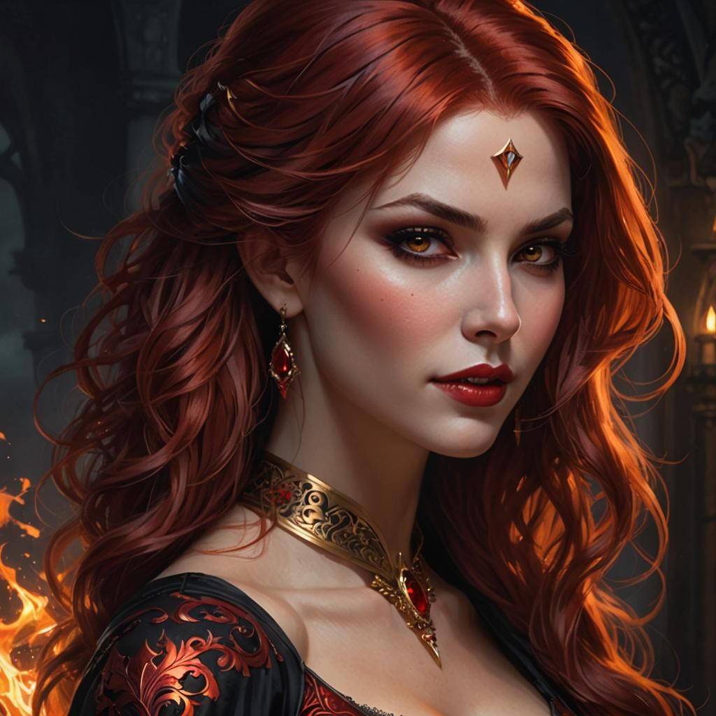 Epic Vampire Sorceress Portrait in High Fantasy Style