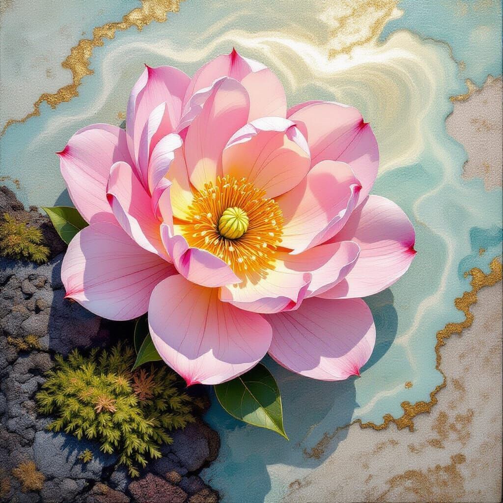 Metamodern Single Petal with Luminous Textures