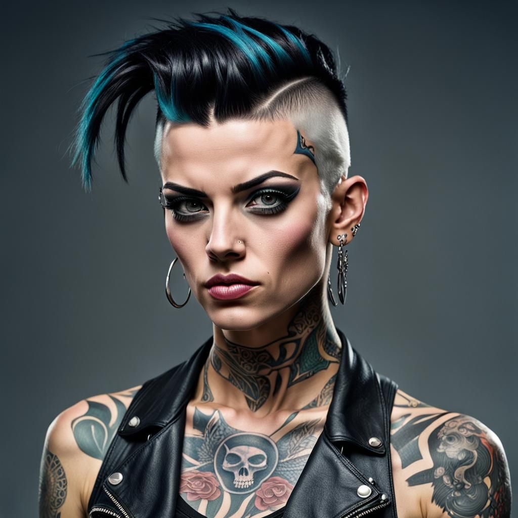 Punk Girl Portrait with Undercut Hairstyle