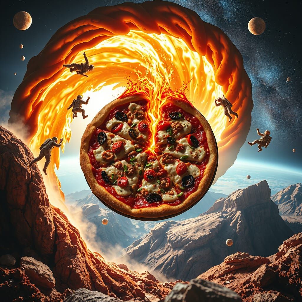 Cosmic Pizza Vortex with Space Chefs
