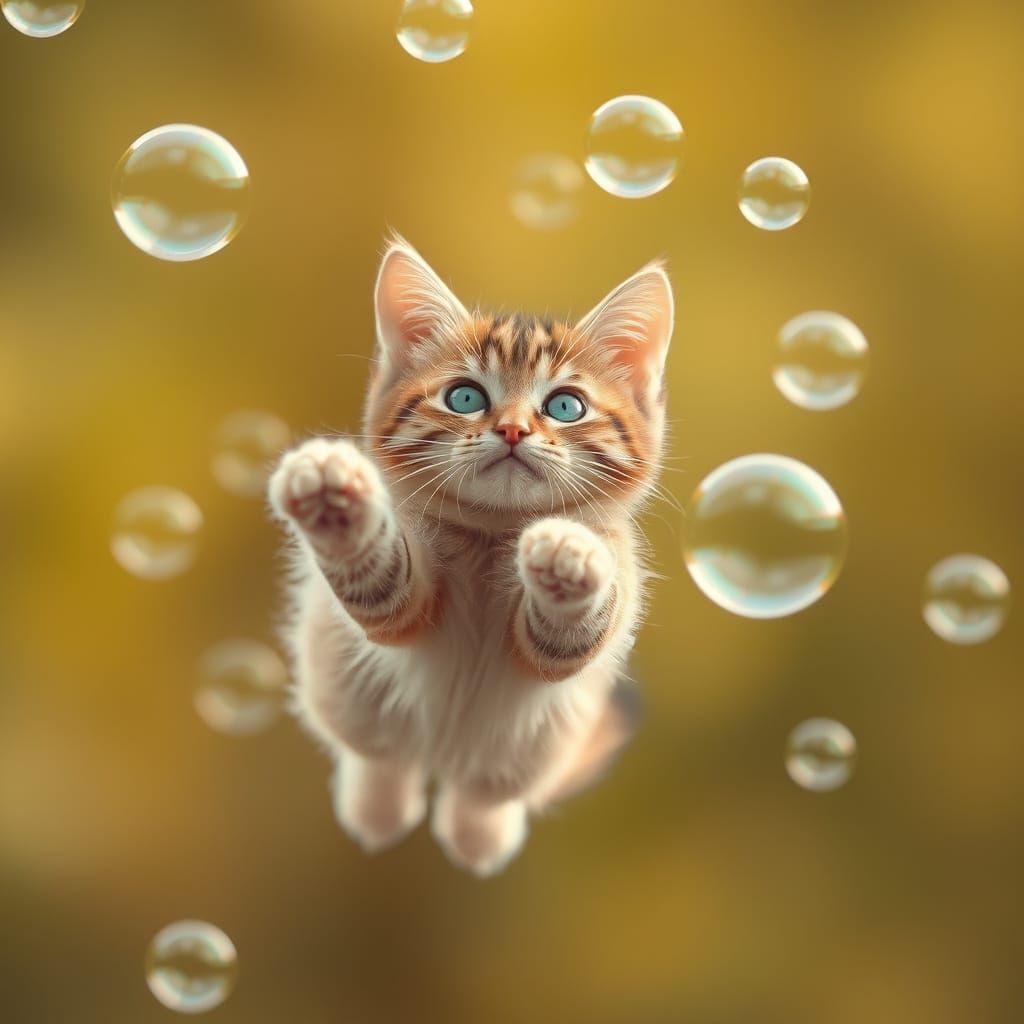 Floating Feline: A Cat in a Bubble