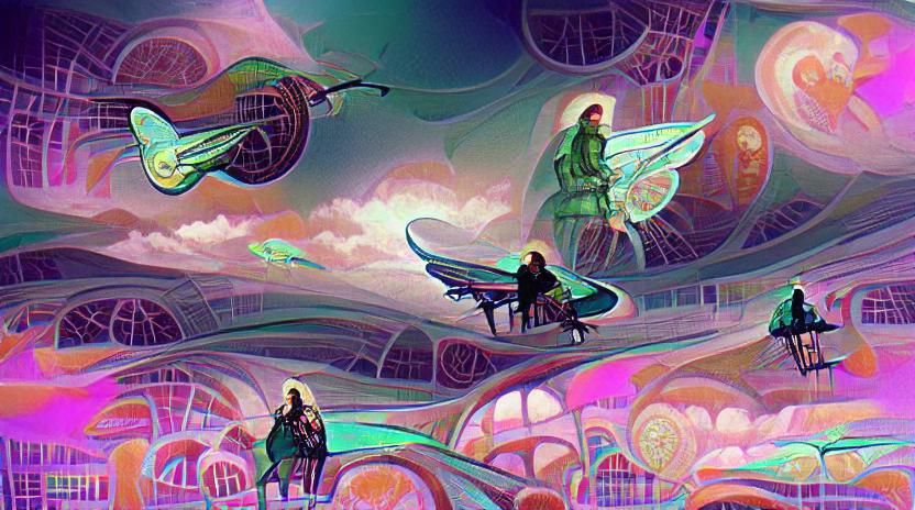 Kurt Cobain and Peter Steele in Art Nouveau Sci-Fi