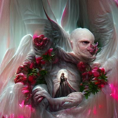 Sinister Angel of Love and Purity with Roses