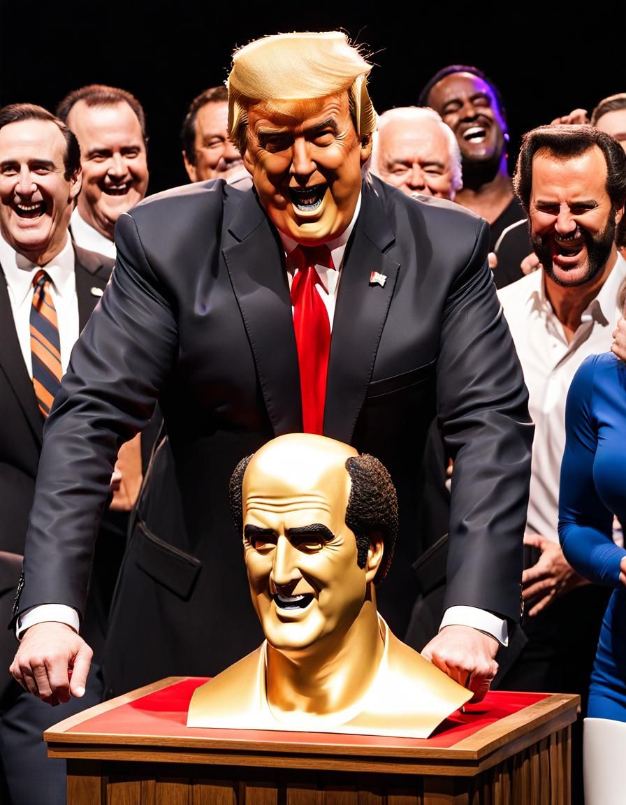 Humorous Rockwell-esque Scene with Trump and Kaufman