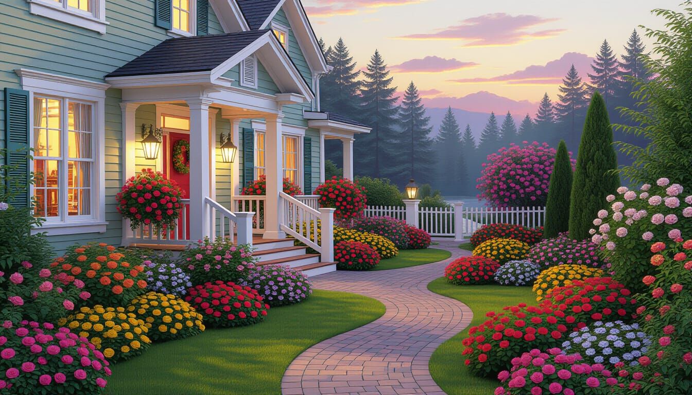 Flower Garden in Light and Space Style