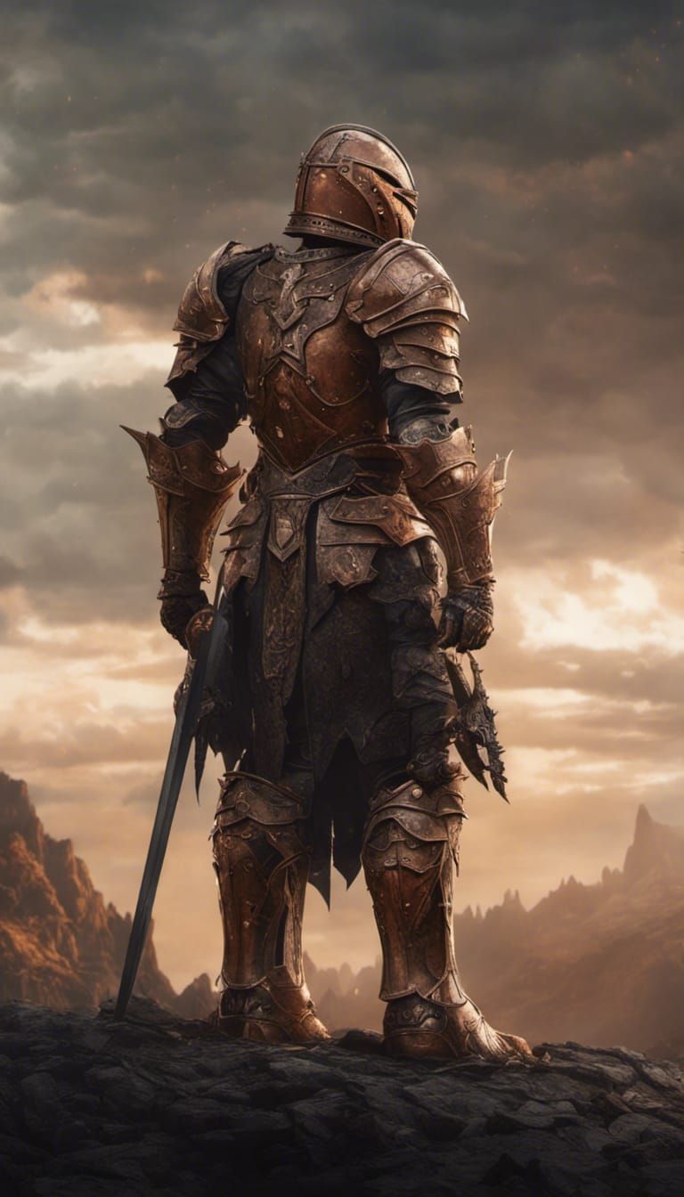 Copper Knight with Warhammer: Epic Digital Matte Painting