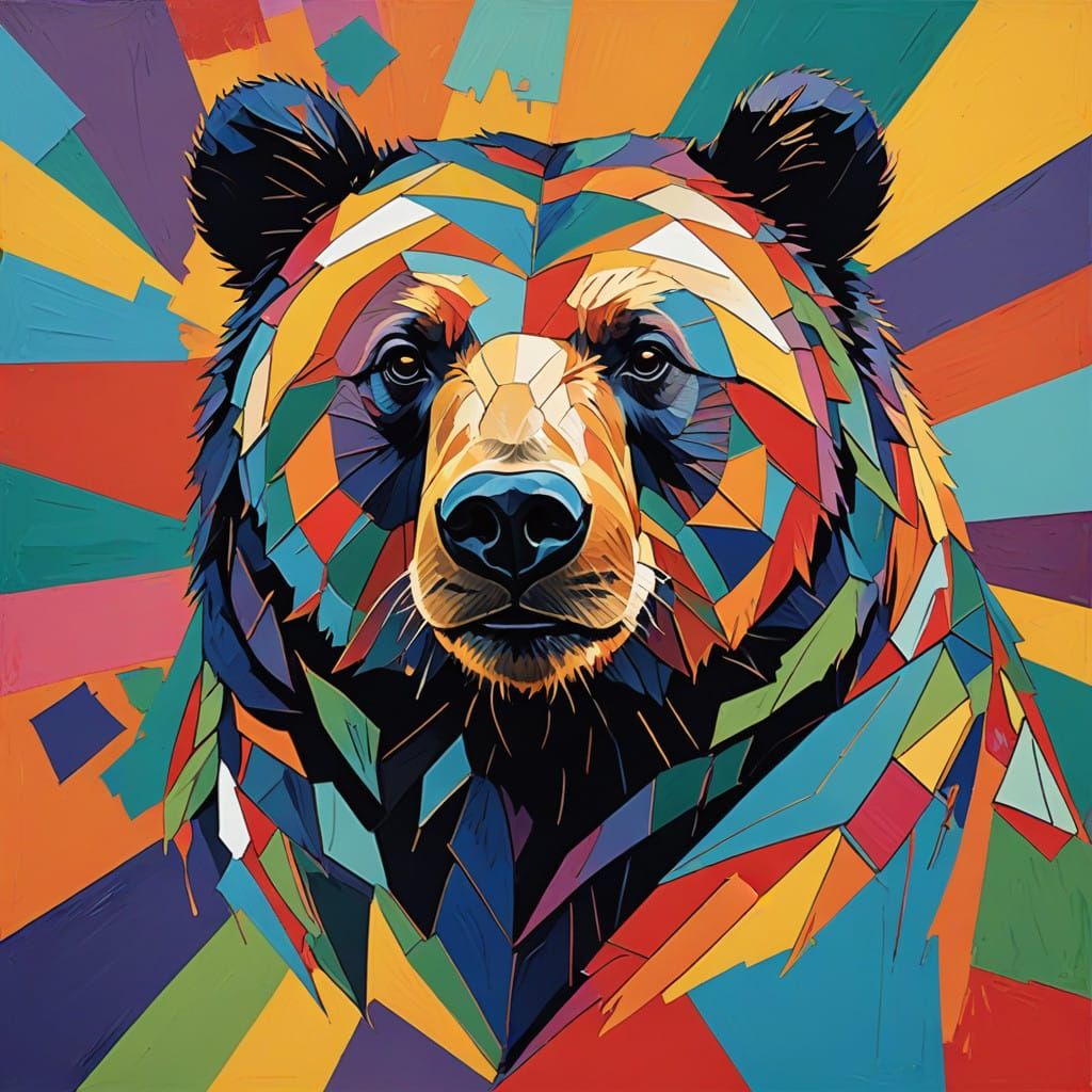 Colour collage bear