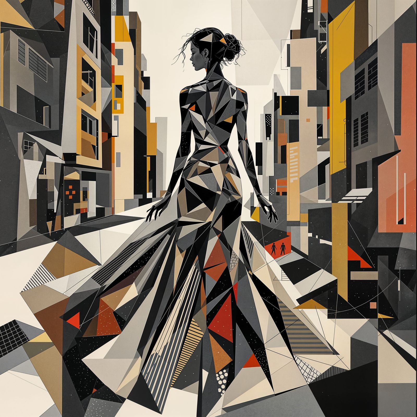 Cubist Dreamscape in Geometric Digital Art