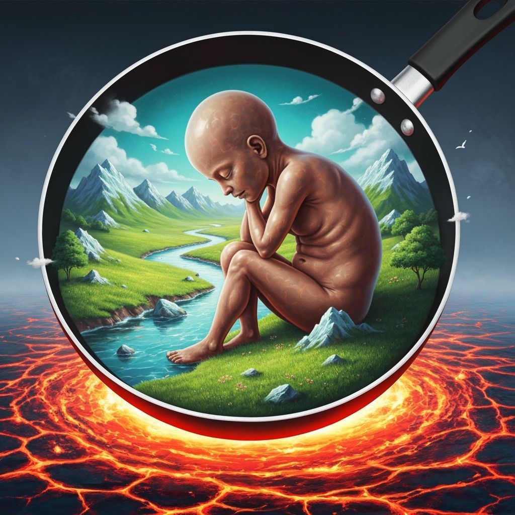 Fossilized Embryo in Frying Pan on Lava Lake