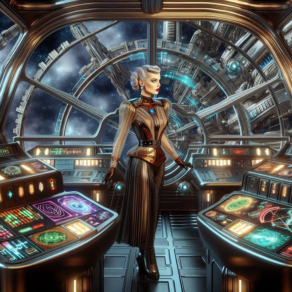 Sci-Fi Heroine in Spaceship of the Future