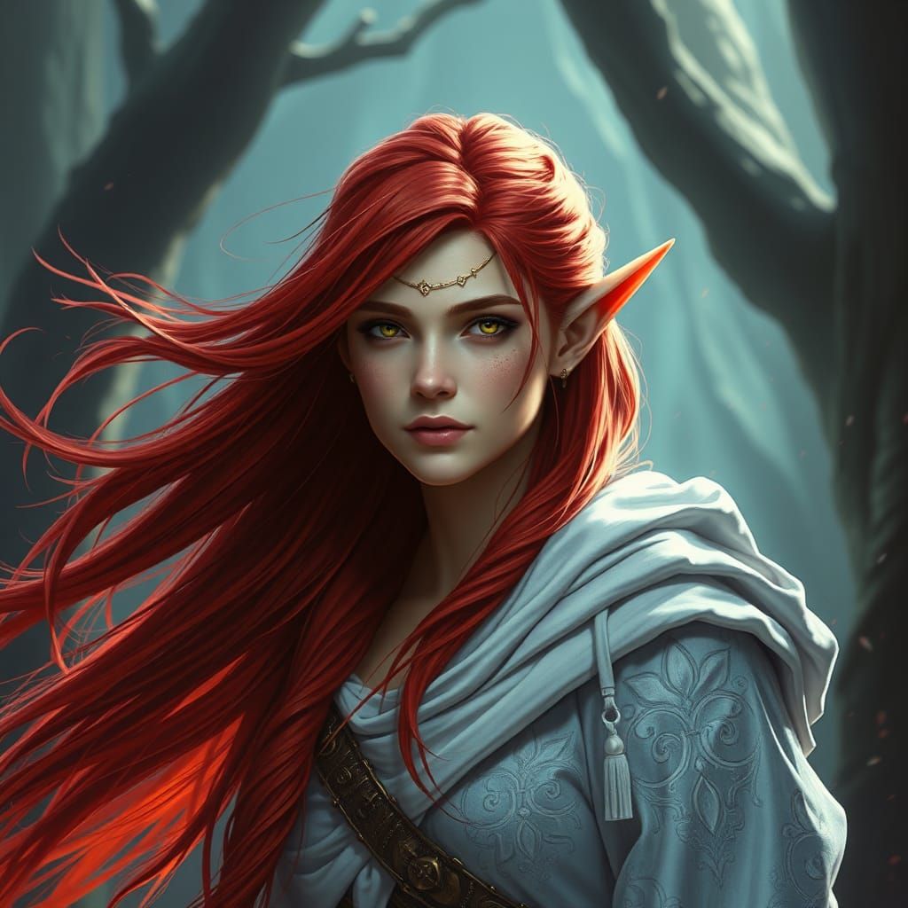 High-Elf Female Portrait in Fantasy Concept Art