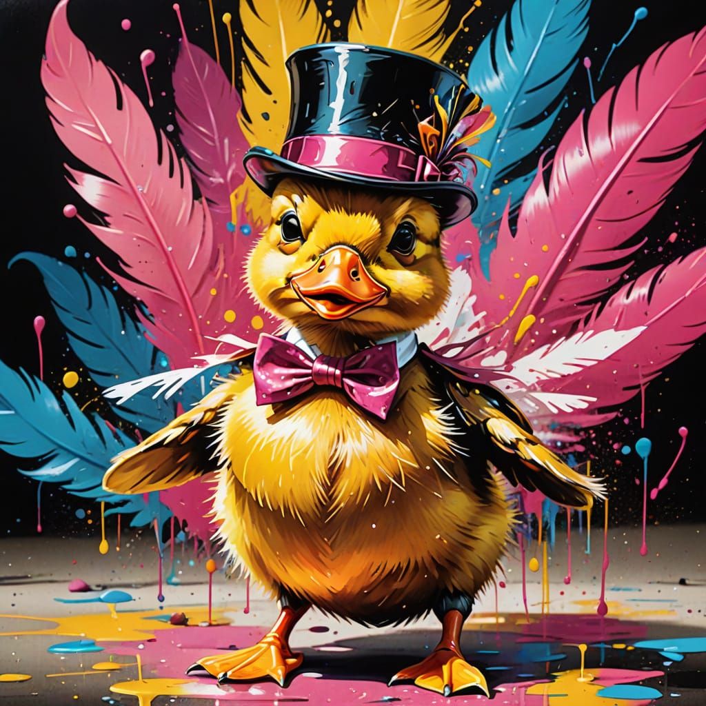 Duckling Dances in Urban Pop Art Style