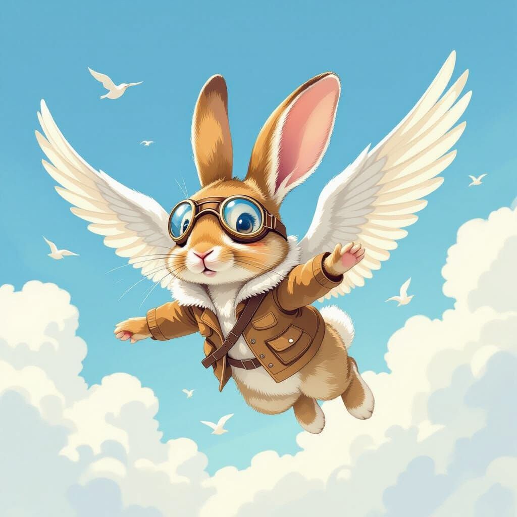 Rabbit Aviator Soaring Through Sunny Sky